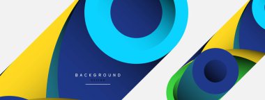 Soyut arkaplan. Minimum geometrik daireler ve koyu gölgeli yuvarlak şekiller. Duvar kağıdı afişi veya arkaplan için moda teknoloji iş şablonu