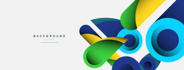 Soyut arkaplan. Minimum geometrik daireler ve koyu gölgeli yuvarlak şekiller. Duvar kağıdı afişi veya arkaplan için moda teknoloji iş şablonu