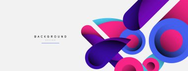 Soyut arkaplan. Minimum geometrik daireler ve koyu gölgeli yuvarlak şekiller. Duvar kağıdı afişi veya arkaplan için moda teknoloji iş şablonu