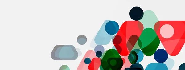 Burbujas de color y formas geométricas redondeadas en blanco. Fondo abstracto mínimo geométrico vectorial para fondo de pantalla, banner, fondo, landing page — Vector de stock