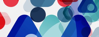 Beyaz üzerine renkli baloncuklar ve yuvarlak geometrik şekiller. Duvar kağıdı, pankart, arkaplan, iniş sayfası için vektör geometrik asgari özet arkaplan