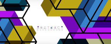 Soyut arkaplan. 3 boyutlu küp, küp elementler ve bloklar. Duvar kağıdı, afiş, arkaplan, iniş sayfası için tekno veya iş konsepti