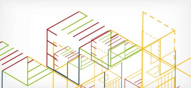 Soyut arkaplan. Beyaz arkaplanda renk çizgileri. Doğrusal soyut kompozisyon. Duvar kağıdı, afiş, arkaplan, iniş sayfası için tekno veya iş konsepti