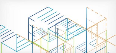 Soyut arkaplan. Beyaz arkaplanda renk çizgileri. Doğrusal soyut kompozisyon. Duvar kağıdı, afiş, arkaplan, iniş sayfası için tekno veya iş konsepti