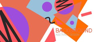 Soyut arkaplan. Bloklar, çizgiler, üçgenler, daireler. Duvar kağıdı, afiş, arkaplan, iniş sayfası için tekno veya iş konsepti