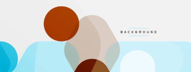 Beyaz üzerine renkli baloncuklar ve yuvarlak geometrik şekiller. Duvar kağıdı, pankart, arkaplan, iniş sayfası için vektör geometrik asgari özet arkaplan