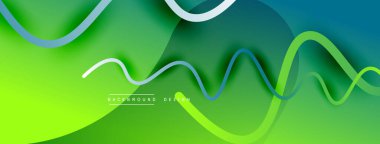 Gölge efektli dalga çizgisi olan soyut gradyan arkaplan. Geometrik bileşim. 3B gölge efektleri ve sıvı eğimleri