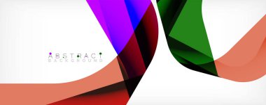 Asgari soyut arkaplan - beyaz üzerine gölge çizgileri ile örtüşen renk şekilleri. Duvar Kağıdı, Sancak, Arkaplan, İniş Sayfası için Vektör İllüstrasyonu