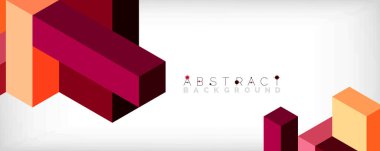 Soyut arkaplan. 3 boyutlu küp, küp elementler ve bloklar. Duvar kağıdı, afiş, arkaplan, iniş sayfası için tekno veya iş konsepti