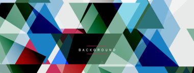 Renkli üçgen bileşimi, geometrik soyut arkaplan. Tekno veya iş konsepti, duvar kağıdı, afiş, arkaplan, iniş sayfası deseni