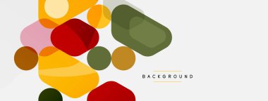 Soyut yuvarlak geometrik şekiller ve daireler. Duvar kağıdı, afiş, arkaplan veya iniş için moda tekno iş şablonu