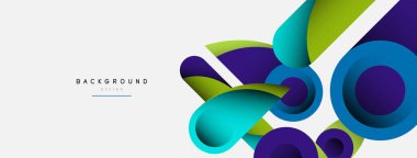 Soyut arkaplan. Minimum geometrik daireler ve koyu gölgeli yuvarlak şekiller. Duvar kağıdı afişi veya arkaplan için moda teknoloji iş şablonu