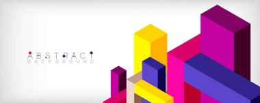 Soyut arkaplan. 3 boyutlu küp, küp elementler ve bloklar. Duvar kağıdı, afiş, arkaplan, iniş sayfası için tekno veya iş konsepti