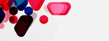 Beyaz üzerine renkli baloncuklar ve yuvarlak geometrik şekiller. Duvar kağıdı, pankart, arkaplan, iniş sayfası için vektör geometrik asgari özet arkaplan