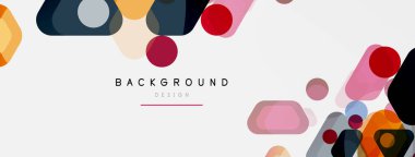 Beyaz üzerine renkli baloncuklar ve yuvarlak geometrik şekiller. Duvar kağıdı, pankart, arkaplan, iniş sayfası için vektör geometrik asgari özet arkaplan