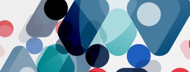 Beyaz üzerine renkli baloncuklar ve yuvarlak geometrik şekiller. Duvar kağıdı, pankart, arkaplan, iniş sayfası için vektör geometrik asgari özet arkaplan