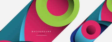 Soyut arkaplan. Minimum geometrik daireler ve koyu gölgeli yuvarlak şekiller. Duvar kağıdı afişi veya arkaplan için moda teknoloji iş şablonu