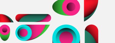 Soyut arkaplan. Minimum geometrik daireler ve koyu gölgeli yuvarlak şekiller. Duvar kağıdı afişi veya arkaplan için moda teknoloji iş şablonu