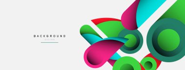 Soyut arkaplan. Minimum geometrik daireler ve koyu gölgeli yuvarlak şekiller. Duvar kağıdı afişi veya arkaplan için moda teknoloji iş şablonu