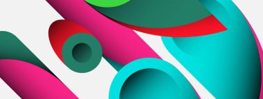 Soyut arkaplan. Minimum geometrik daireler ve koyu gölgeli yuvarlak şekiller. Duvar kağıdı afişi veya arkaplan için moda teknoloji iş şablonu