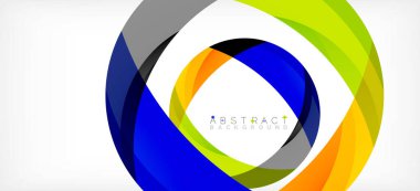 Geometrik soyut arkaplan. Üst üste binen renk şekilleriyle çember oluşturuldu. Duvar Kağıdı, Sancak, Arkaplan, İniş Sayfası için Vektör İllüstrasyonu