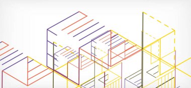 Soyut arkaplan. Beyaz arkaplanda renk çizgileri. Doğrusal soyut kompozisyon. Duvar kağıdı, afiş, arkaplan, iniş sayfası için tekno veya iş konsepti