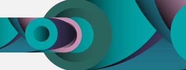 Soyut arkaplan. Minimum geometrik daireler ve koyu gölgeli yuvarlak şekiller. Duvar kağıdı afişi veya arkaplan için moda teknoloji iş şablonu