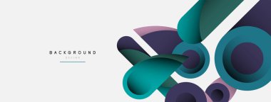 Soyut arkaplan. Minimum geometrik daireler ve koyu gölgeli yuvarlak şekiller. Duvar kağıdı afişi veya arkaplan için moda teknoloji iş şablonu