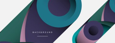 Soyut arkaplan. Minimum geometrik daireler ve koyu gölgeli yuvarlak şekiller. Duvar kağıdı afişi veya arkaplan için moda teknoloji iş şablonu