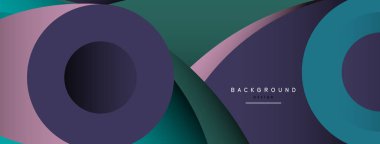 Soyut arkaplan. Minimum geometrik daireler ve koyu gölgeli yuvarlak şekiller. Duvar kağıdı afişi veya arkaplan için moda teknoloji iş şablonu
