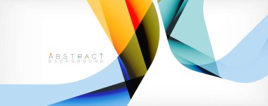 Asgari soyut arkaplan - beyaz üzerine gölge çizgileri ile örtüşen renk şekilleri. Duvar Kağıdı, Sancak, Arkaplan, İniş Sayfası için Vektör İllüstrasyonu