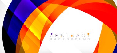 Geometrik soyut arkaplan. Üst üste binen renk şekilleriyle çember oluşturuldu. Duvar Kağıdı, Sancak, Arkaplan, İniş Sayfası için Vektör İllüstrasyonu