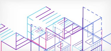 Soyut arkaplan. Beyaz arkaplanda renk çizgileri. Doğrusal soyut kompozisyon. Duvar kağıdı, afiş, arkaplan, iniş sayfası için tekno veya iş konsepti