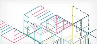 Soyut arkaplan. Beyaz arkaplanda renk çizgileri. Doğrusal soyut kompozisyon. Duvar kağıdı, afiş, arkaplan, iniş sayfası için tekno veya iş konsepti