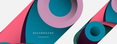 Soyut arkaplan. Minimum geometrik daireler ve koyu gölgeli yuvarlak şekiller. Duvar kağıdı afişi veya arkaplan için moda teknoloji iş şablonu