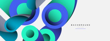 Soyut arkaplan. Minimum geometrik daireler ve koyu gölgeli yuvarlak şekiller. Duvar kağıdı afişi veya arkaplan için moda teknoloji iş şablonu