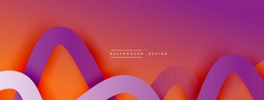 Gölge efektli dalga çizgisi olan soyut gradyan arkaplan. Geometrik bileşim. 3B gölge efektleri ve sıvı eğimleri