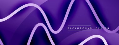 Gölge efektli dalga çizgisi olan soyut gradyan arkaplan. Geometrik bileşim. 3B gölge efektleri ve sıvı eğimleri