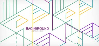 Soyut arkaplan. Beyaz arkaplanda renk çizgileri. Doğrusal soyut kompozisyon. Duvar kağıdı, afiş, arkaplan, iniş sayfası için tekno veya iş konsepti