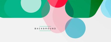 Beyaz üzerine renkli baloncuklar ve yuvarlak geometrik şekiller. Duvar kağıdı, pankart, arkaplan, iniş sayfası için vektör geometrik asgari özet arkaplan