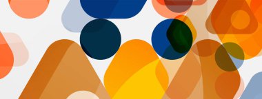 Beyaz üzerine renkli baloncuklar ve yuvarlak geometrik şekiller. Duvar kağıdı, pankart, arkaplan, iniş sayfası için vektör geometrik asgari özet arkaplan