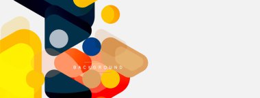 Soyut yuvarlak geometrik şekiller ve daireler. Duvar kağıdı, afiş, arkaplan veya iniş için moda tekno iş şablonu