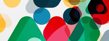 Beyaz üzerine renkli baloncuklar ve yuvarlak geometrik şekiller. Duvar kağıdı, pankart, arkaplan, iniş sayfası için vektör geometrik asgari özet arkaplan