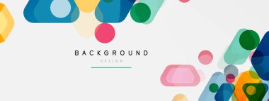 Beyaz üzerine renkli baloncuklar ve yuvarlak geometrik şekiller. Duvar kağıdı, pankart, arkaplan, iniş sayfası için vektör geometrik asgari özet arkaplan