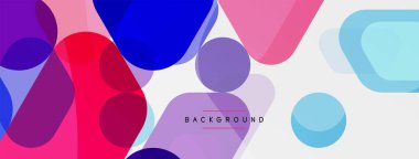 Beyaz üzerine renkli baloncuklar ve yuvarlak geometrik şekiller. Duvar kağıdı, pankart, arkaplan, iniş sayfası için vektör geometrik asgari özet arkaplan