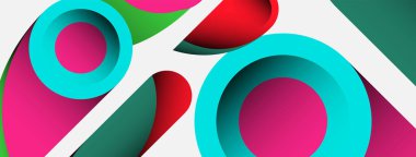 Soyut arkaplan. Minimum geometrik daireler ve koyu gölgeli yuvarlak şekiller. Duvar kağıdı afişi veya arkaplan için moda teknoloji iş şablonu