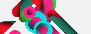 Soyut arkaplan. Minimum geometrik daireler ve koyu gölgeli yuvarlak şekiller. Duvar kağıdı afişi veya arkaplan için moda teknoloji iş şablonu