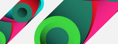 Soyut arkaplan. Minimum geometrik daireler ve koyu gölgeli yuvarlak şekiller. Duvar kağıdı afişi veya arkaplan için moda teknoloji iş şablonu