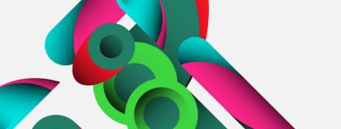 Soyut arkaplan. Minimum geometrik daireler ve koyu gölgeli yuvarlak şekiller. Duvar kağıdı afişi veya arkaplan için moda teknoloji iş şablonu