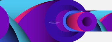 Soyut arkaplan. Minimum geometrik daireler ve koyu gölgeli yuvarlak şekiller. Duvar kağıdı afişi veya arkaplan için moda teknoloji iş şablonu